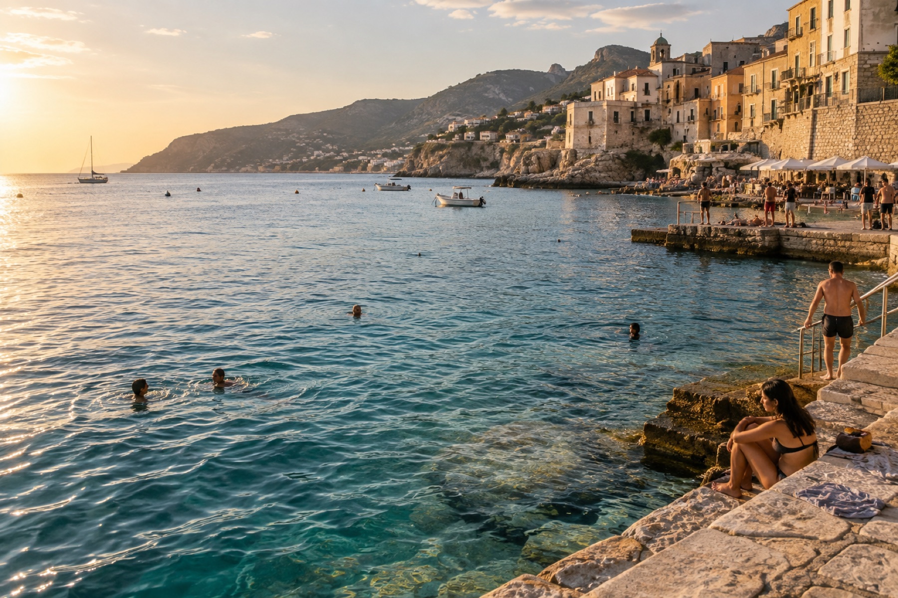 Una costa italiana al tramonto